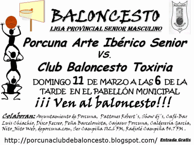 El Arte Ibérico se enfrenta al Club Baloncesto Toxiria
